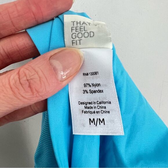 NWT L*space Pratt Classic Bikini Bottom sz M Aqua Low Rise Ribbed V Front Cheeky - Picture 6 of 7